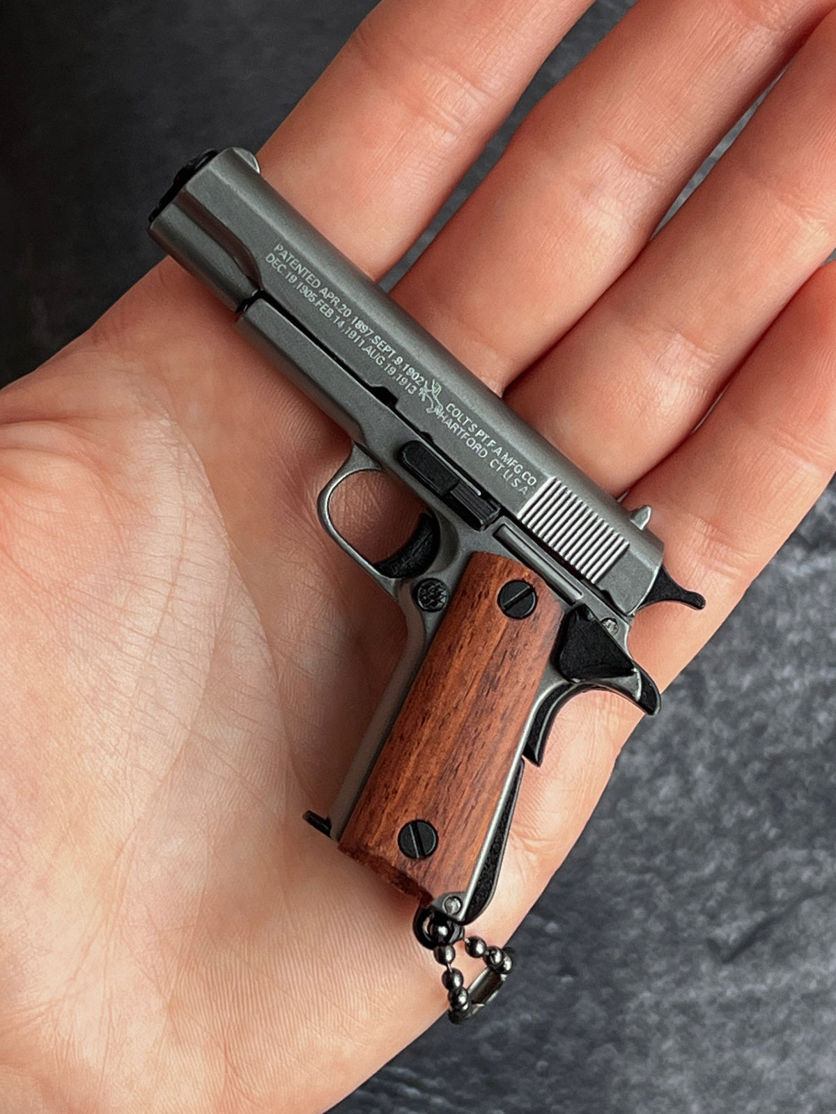 1911 Wooden Grip Tactical Keychain