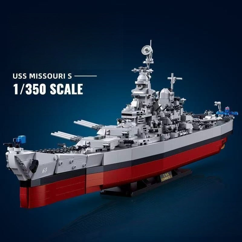 WWII USS Missouri Battleship Aircraft Carrier Military Building Block Model