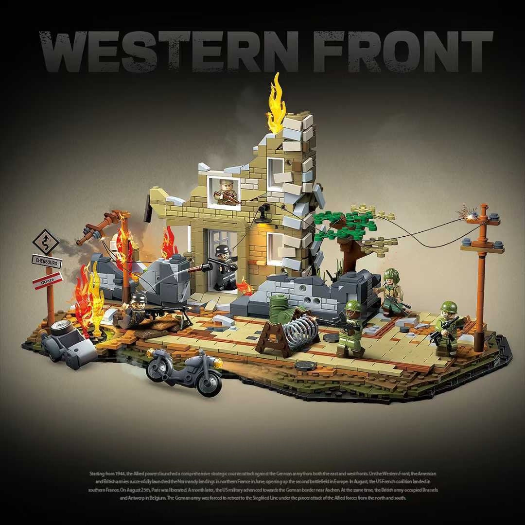WWII Western Front City Campaign Military Ruins Building Block Set