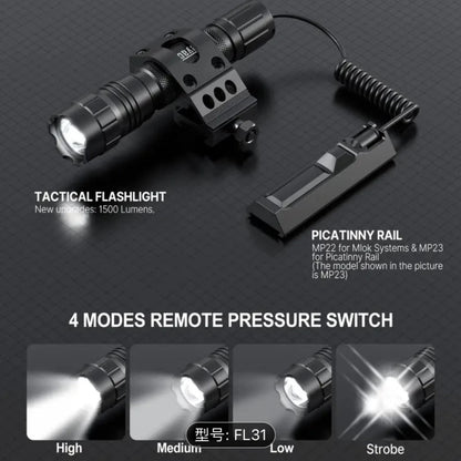 1500 Lumen High-Intensity Metal Tactical Flashlight