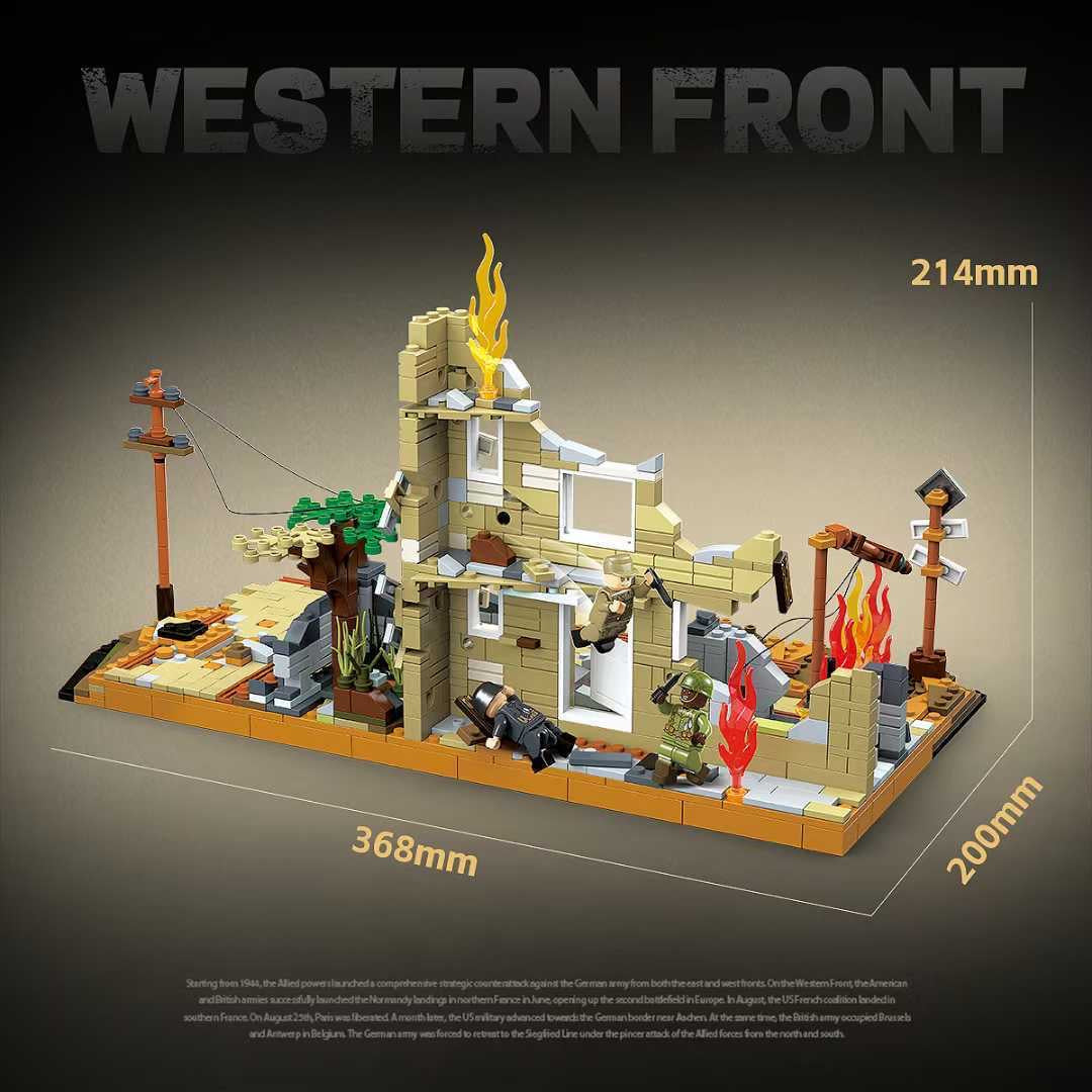 WWII Western Front City Campaign Military Ruins Building Block Set