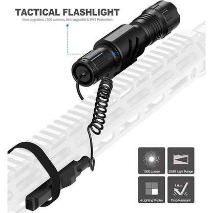 1500 Lumen High-Intensity Metal Tactical Flashlight