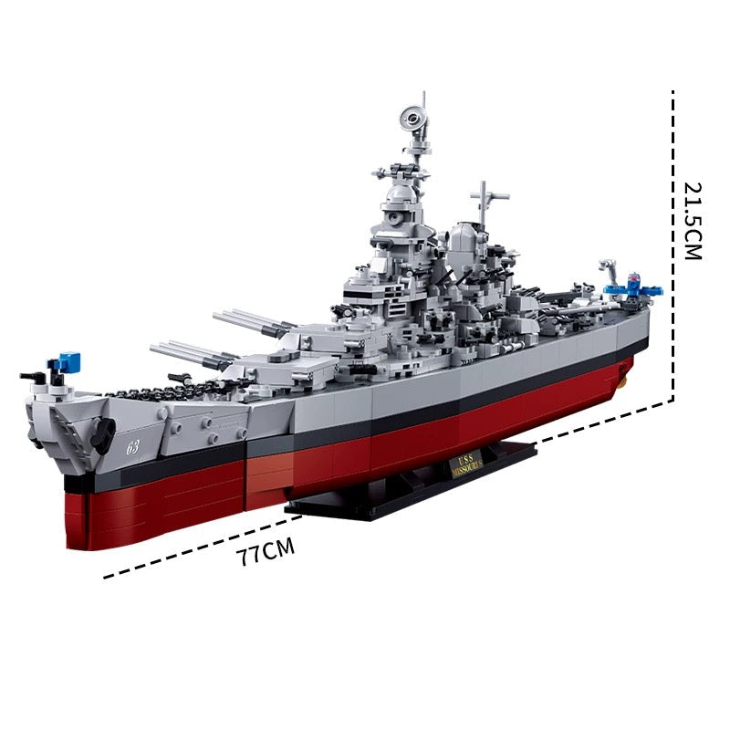 WWII USS Missouri Battleship Aircraft Carrier Military Building Block Model