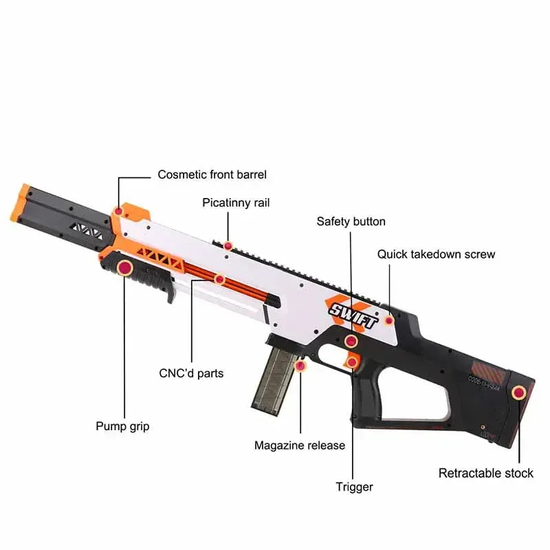 Worker Swift Hand-Pulled Foam Dart Blaster