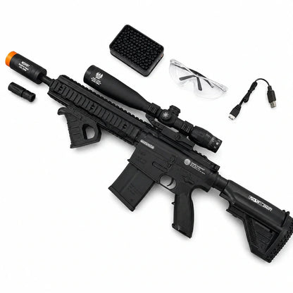 Exquisite Engraving HK417 Gel Blaster With 7 Colors of Lighted Silencer