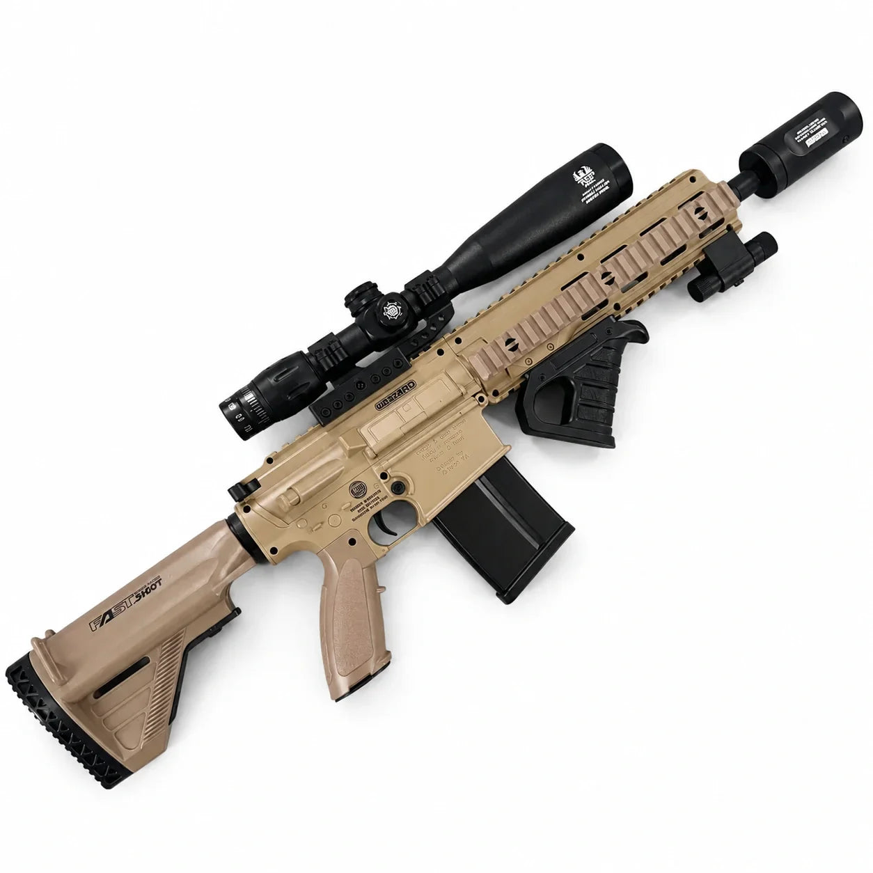 Exquisite Engraving HK417 Gel Blaster With 7 Colors of Lighted Silencer