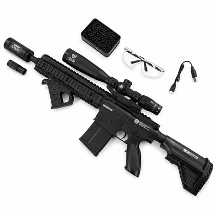 Exquisite Engraving HK417 Gel Blaster With 7 Colors of Lighted Silencer