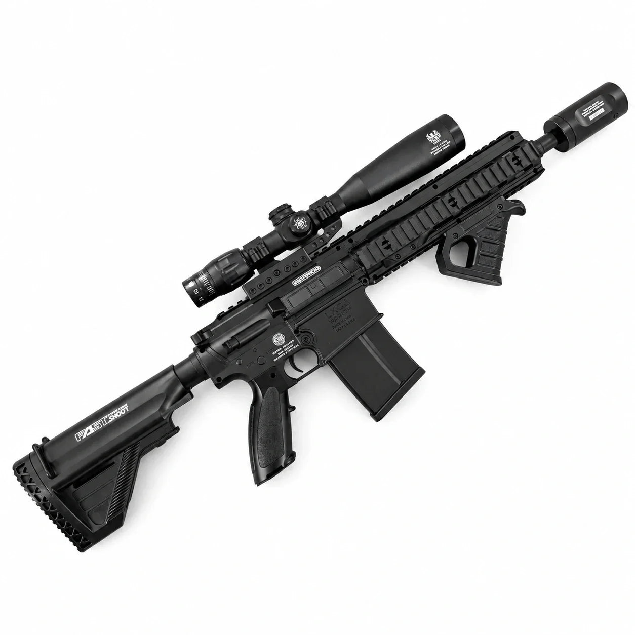 Exquisite Engraving HK417 Gel Blaster With 7 Colors of Lighted Silencer