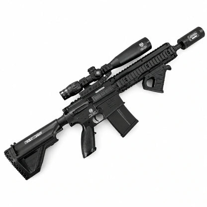 Exquisite Engraving HK417 Gel Blaster With 7 Colors of Lighted Silencer