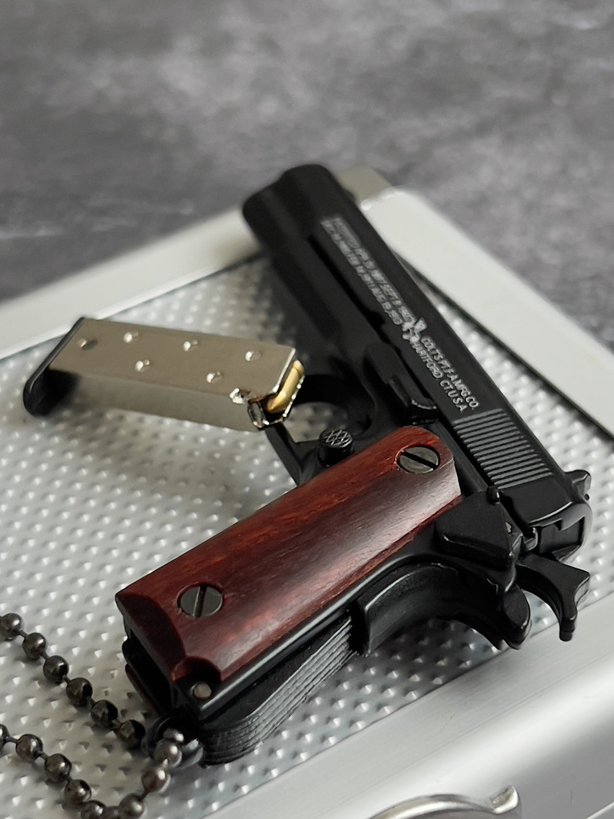 1911 Wooden Grip Tactical Keychain