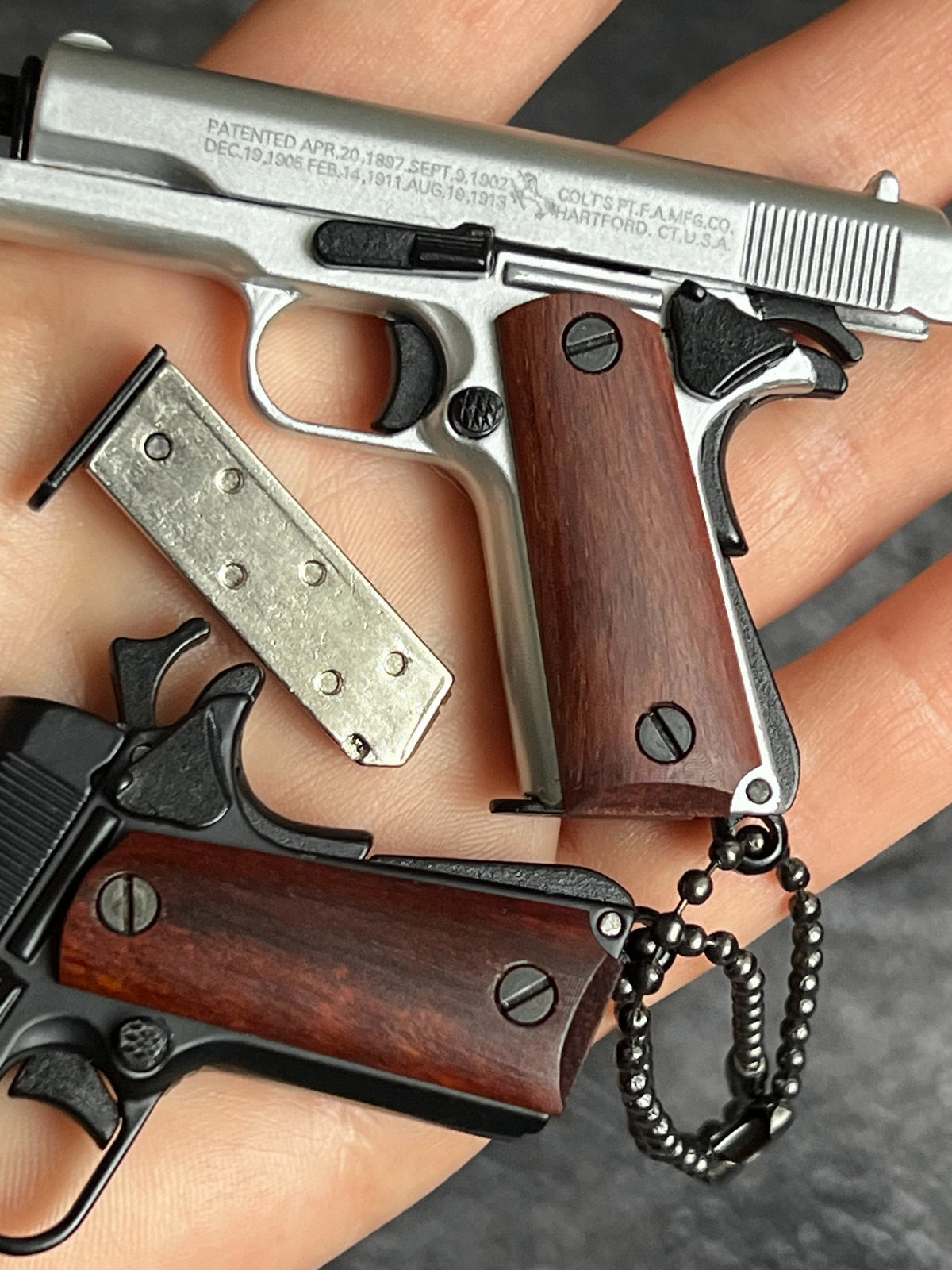 1911 Wooden Grip Tactical Keychain