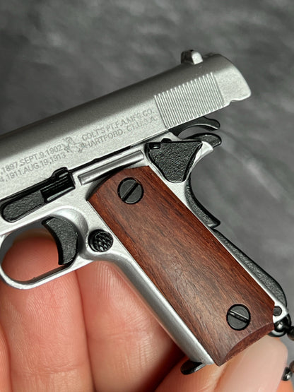 1911 Wooden Grip Tactical Keychain