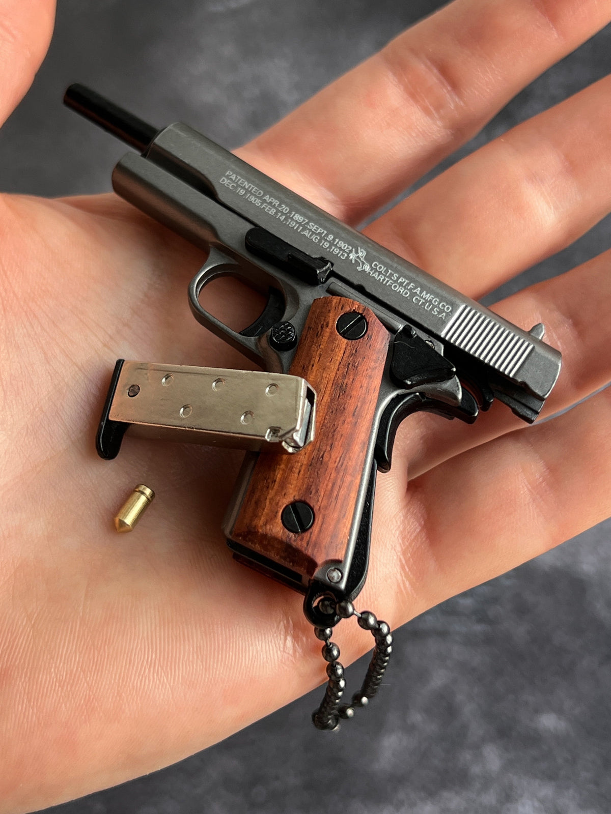 1911 Wooden Grip Tactical Keychain