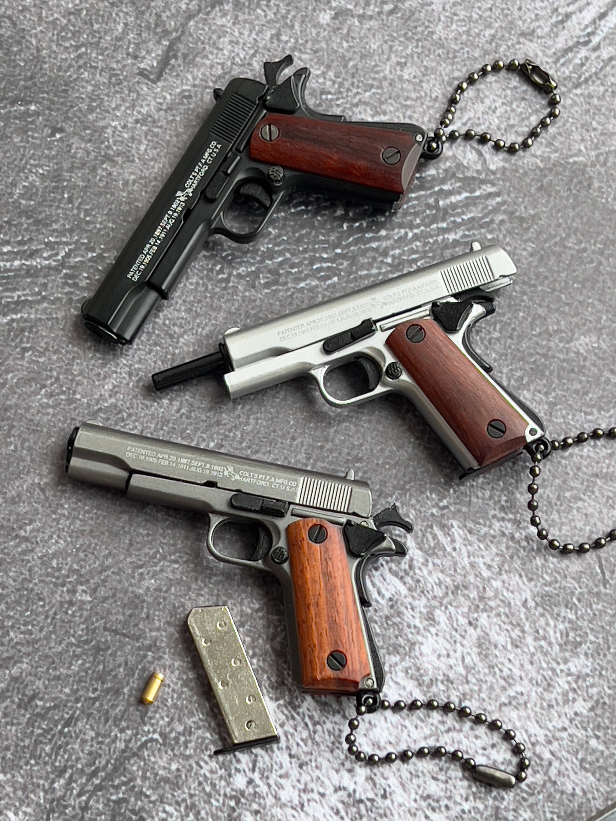 1911 Wooden Grip Tactical Keychain