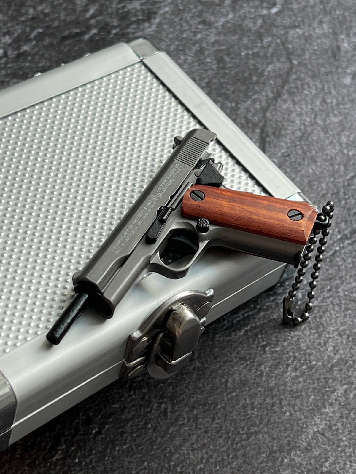 1911 Wooden Grip Tactical Keychain