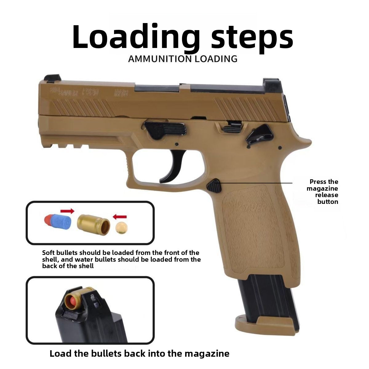 YH P320-M18 Manual Metal Shell Ejected Dart Blaster