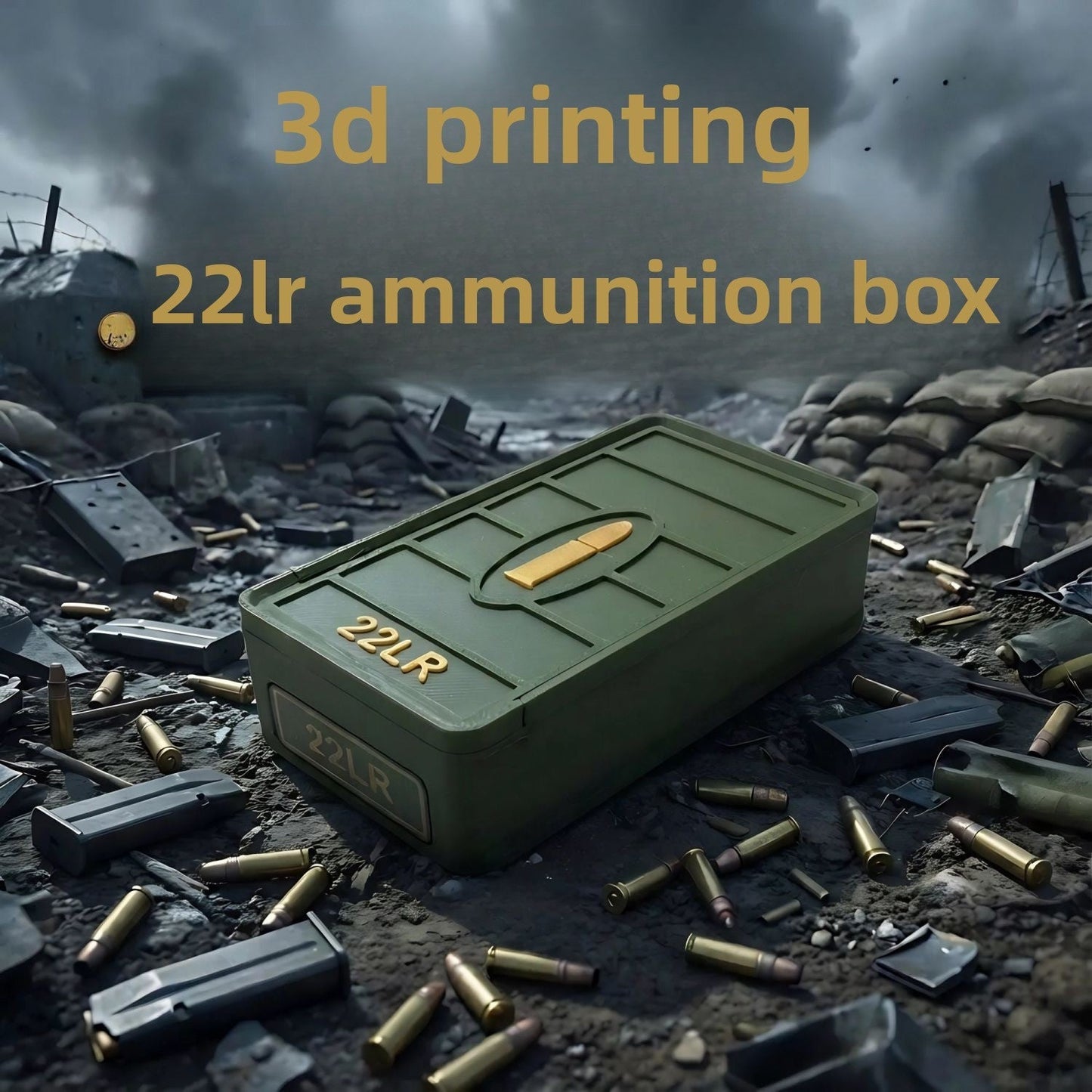 3D Printed 22LR Bullet Storage Box with Sliding Lid