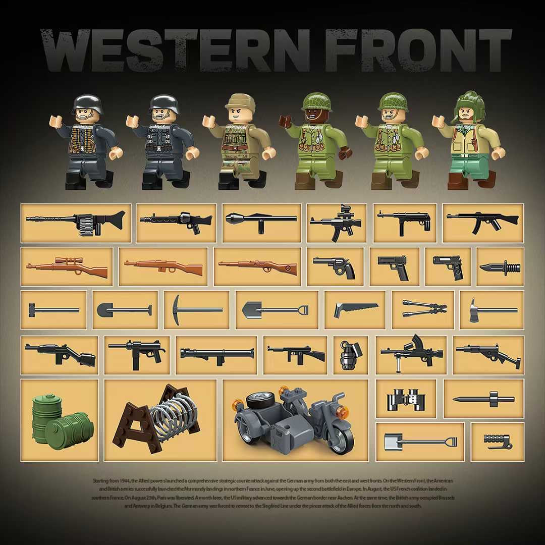 WWII Western Front City Campaign Military Ruins Building Block Set