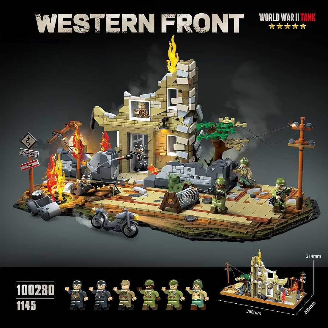 WWII Western Front City Campaign Military Ruins Building Block Set